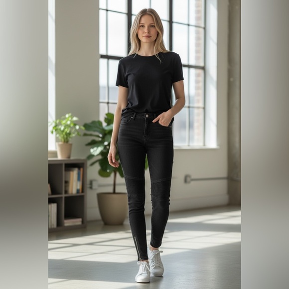 Golden Goose Denim - Golden Goose Deluxe Brand Black Skinny Jeans Ankle Zip Made in Italy Moto Sz 29